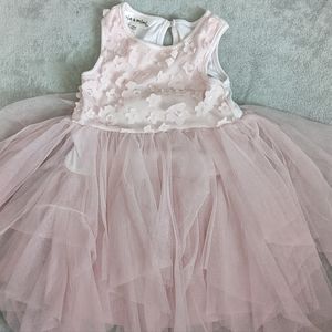 Mia and Mimi Girls sleeveless blush dress with flower applicate